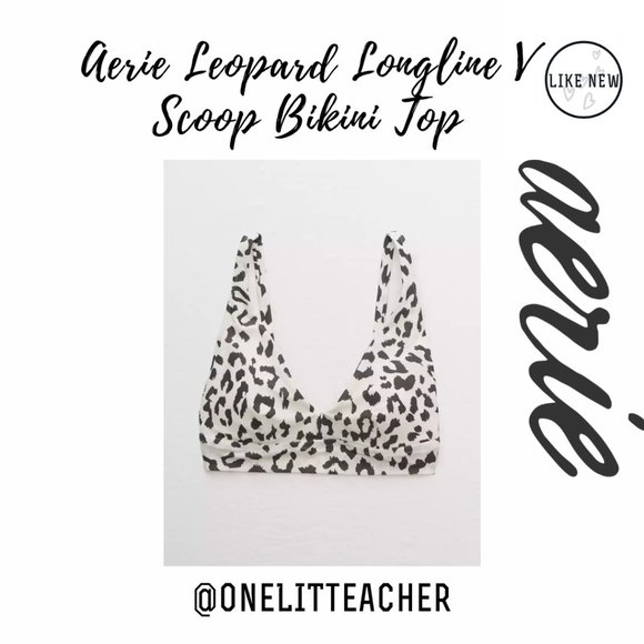 aerie Other - ✨HP✨Aerie Leopard Longline V Scoop Bikini Swim Top